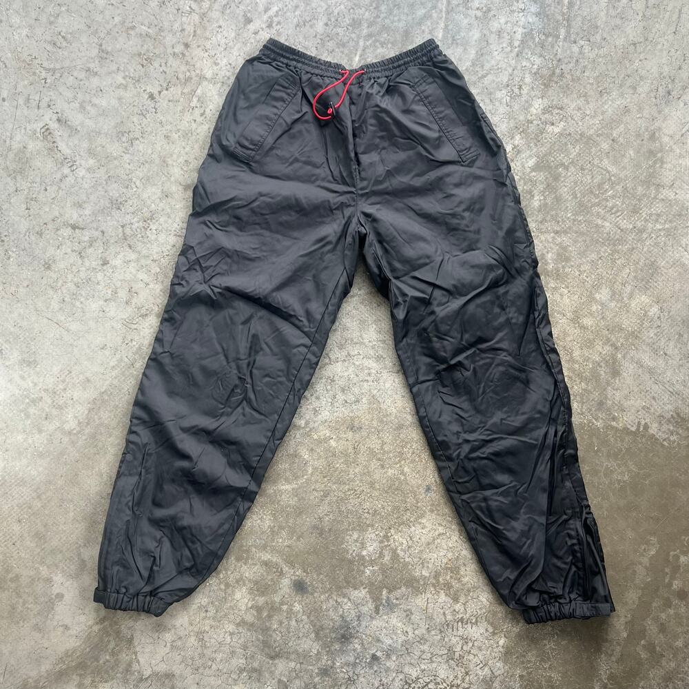 VINTAGE Marlboro Unlimited Nylon Pants Mens M Black Fleece Lined Y2K